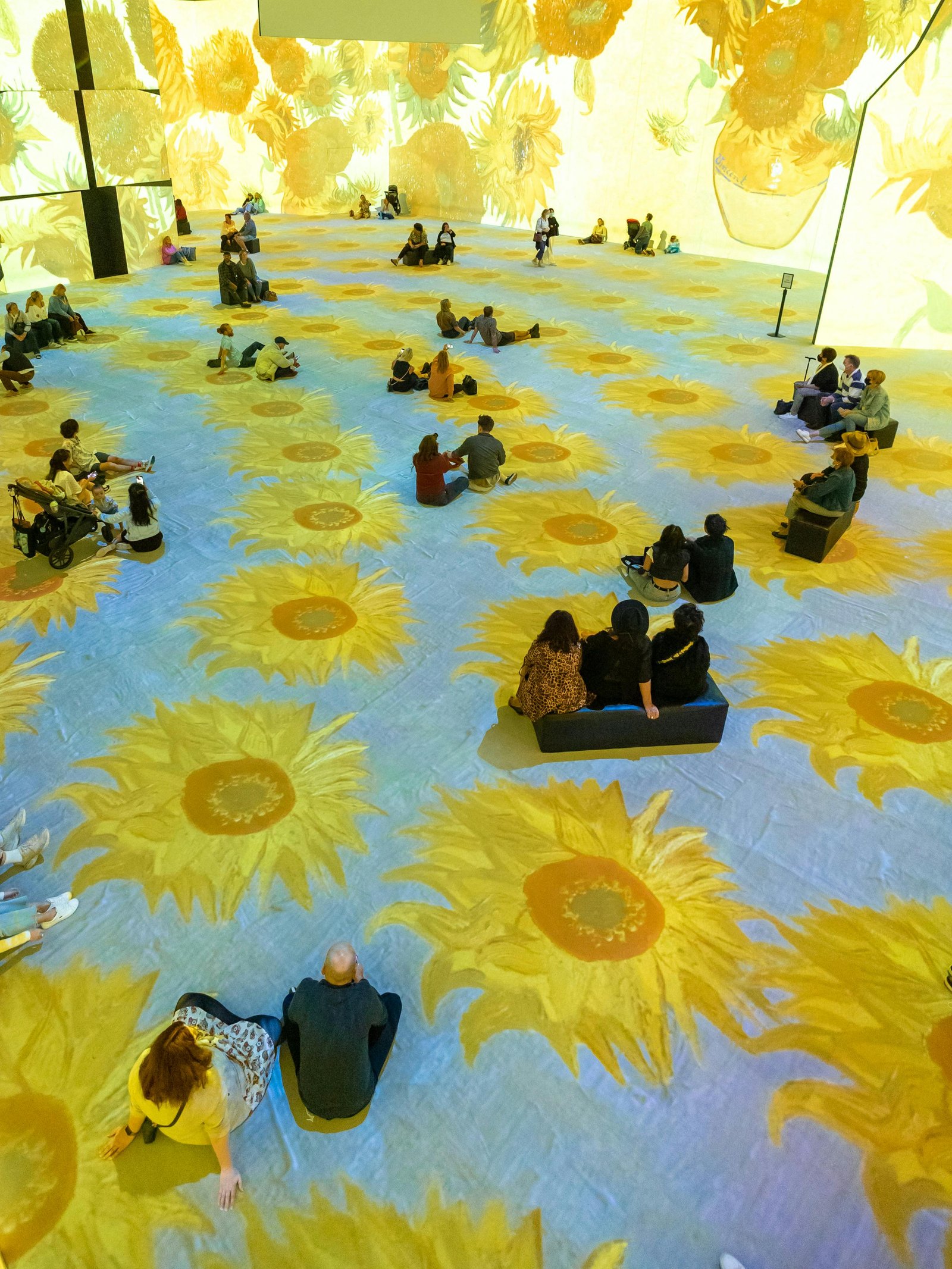 Vue immersive d'une installation artistique contemporaine dans une galerie d'art moderne